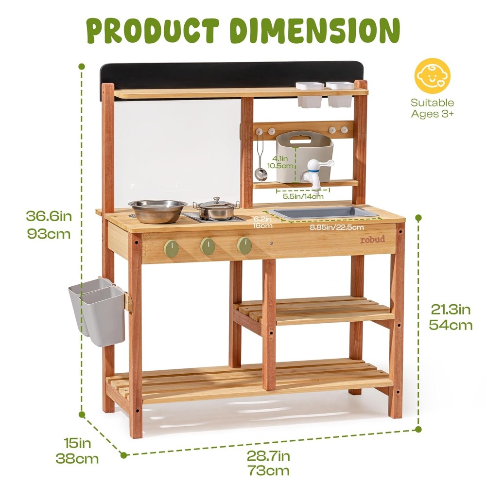 US Shipping Wooden Mud Kitchen - огляд і ціна Kids Outdoor Mud Kitchen