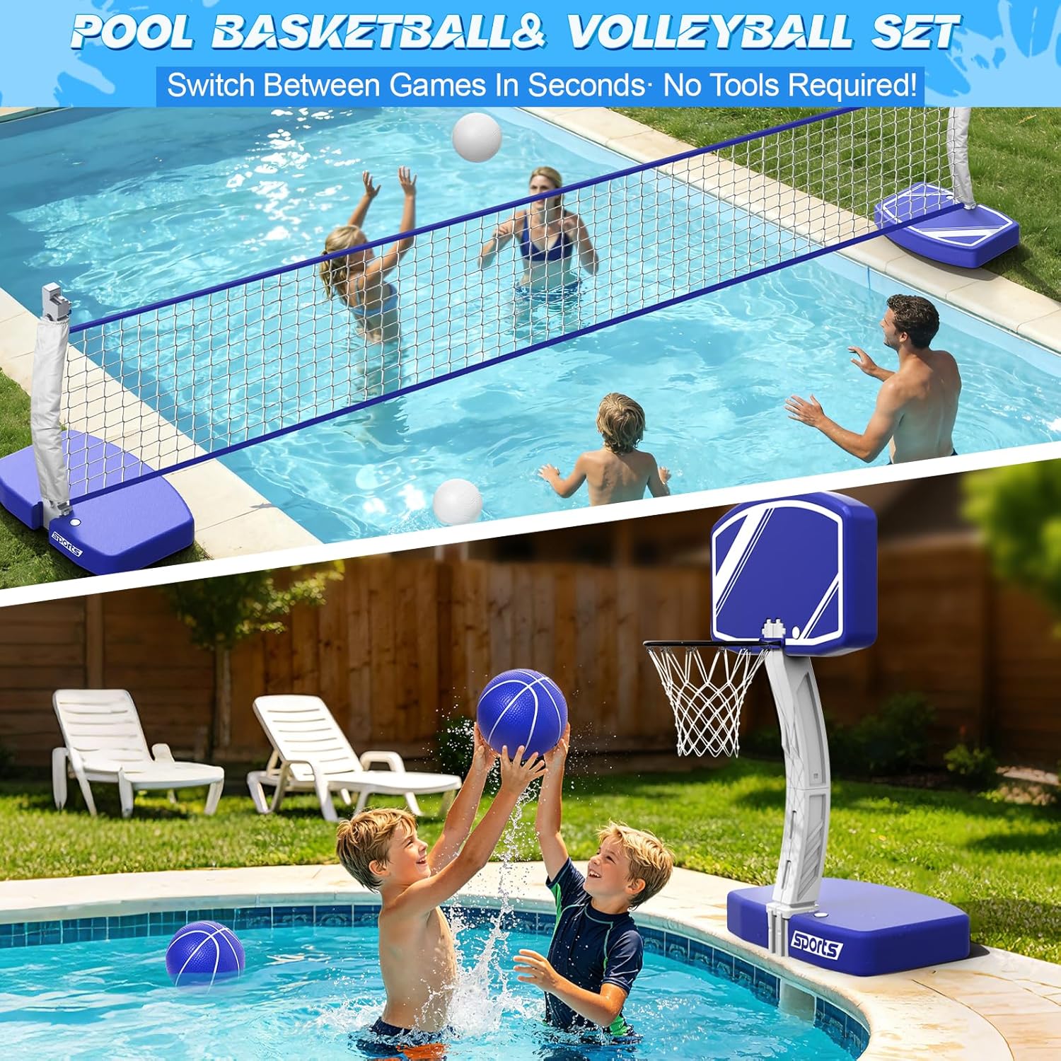2-in-1 Pool Basketball Hoop an - огляд і ціна Kids Outdoor Volleyball Net