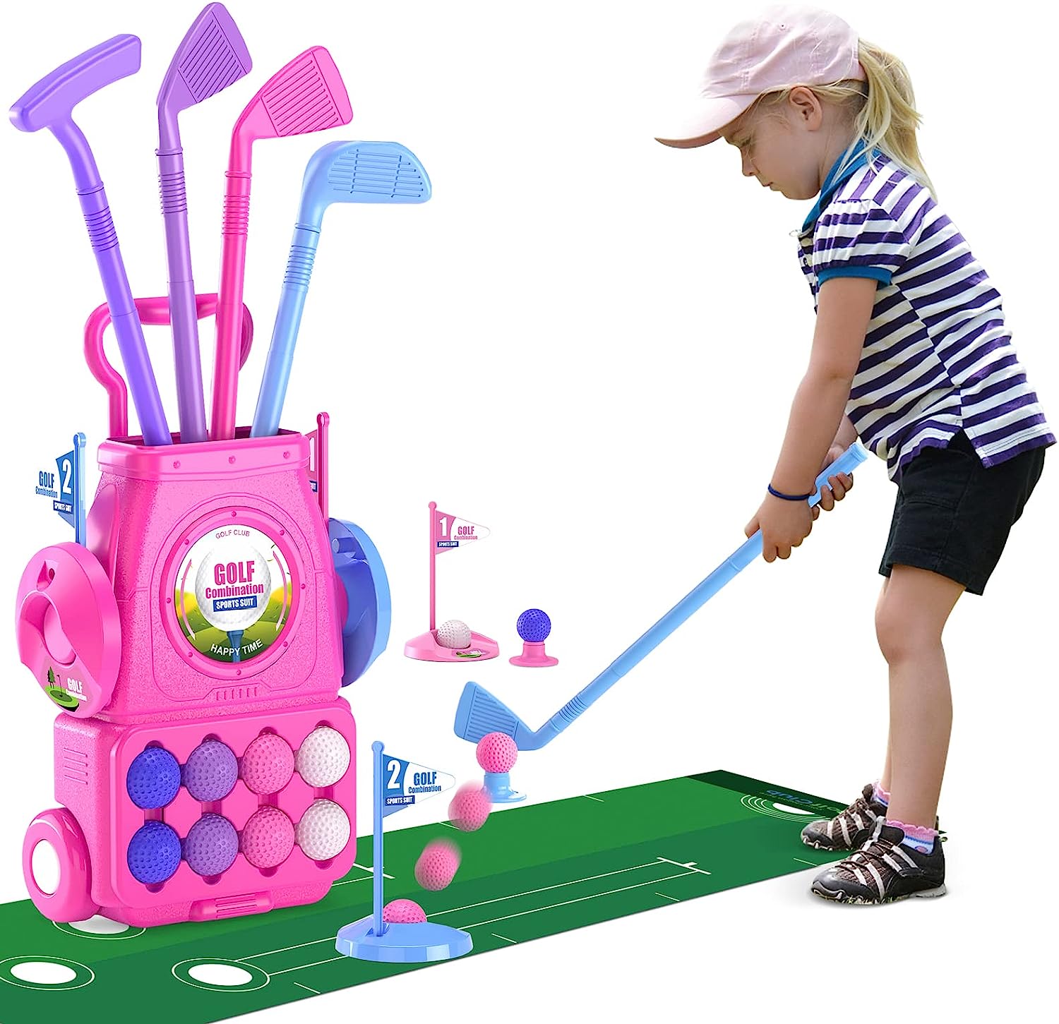 Pink Kids Golf Club Set with P - огляд і ціна Kids Indoor Outdoor Cart