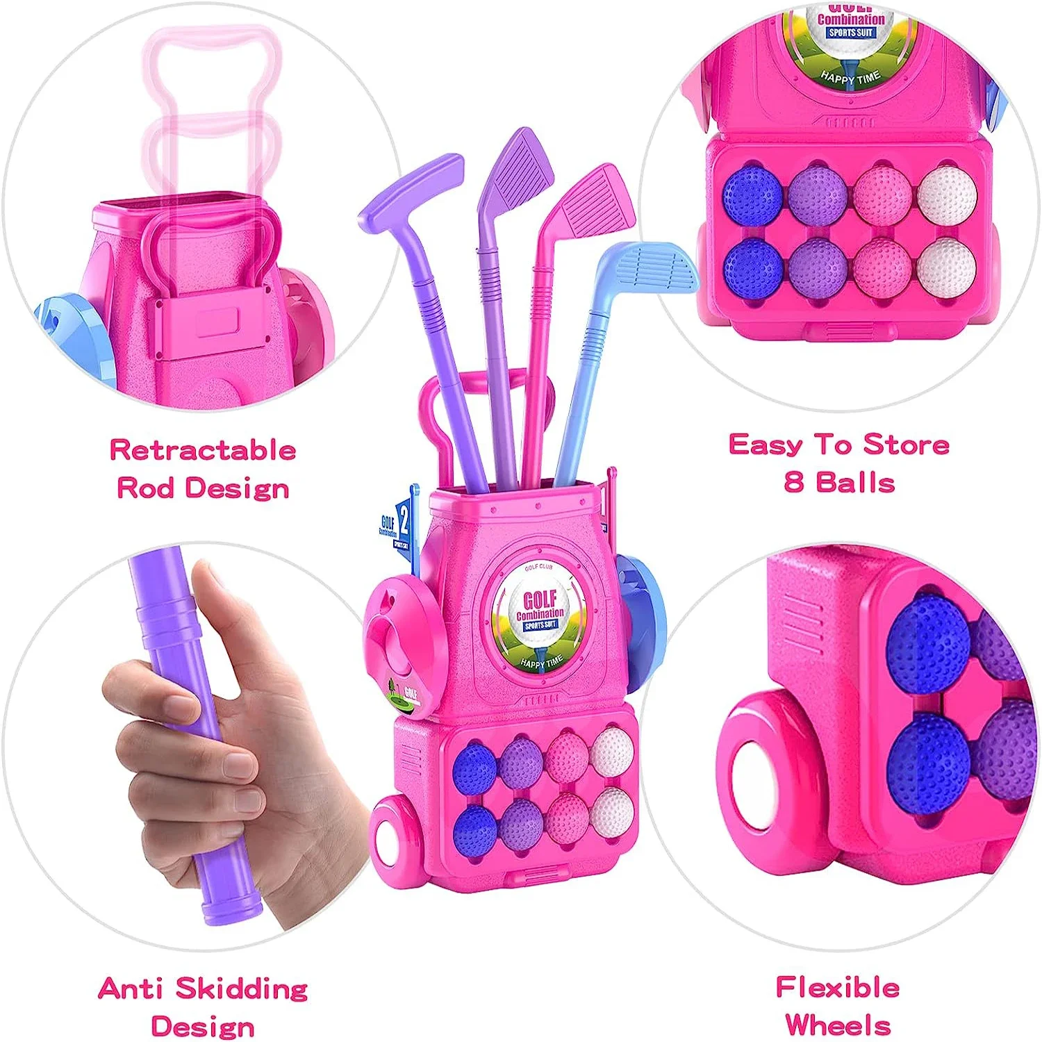 Pink Kids Golf Club Set with P - огляд і ціна Kids Indoor Outdoor Cart