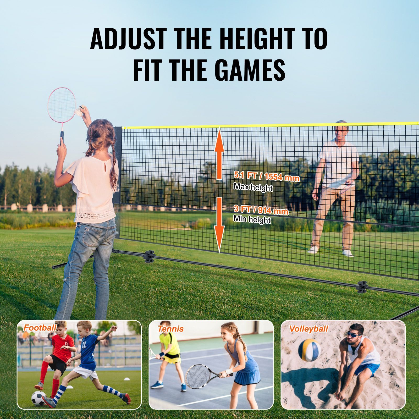 Badminton Net, Height Adjustab - огляд і ціна Kids Outdoor Volleyball Net