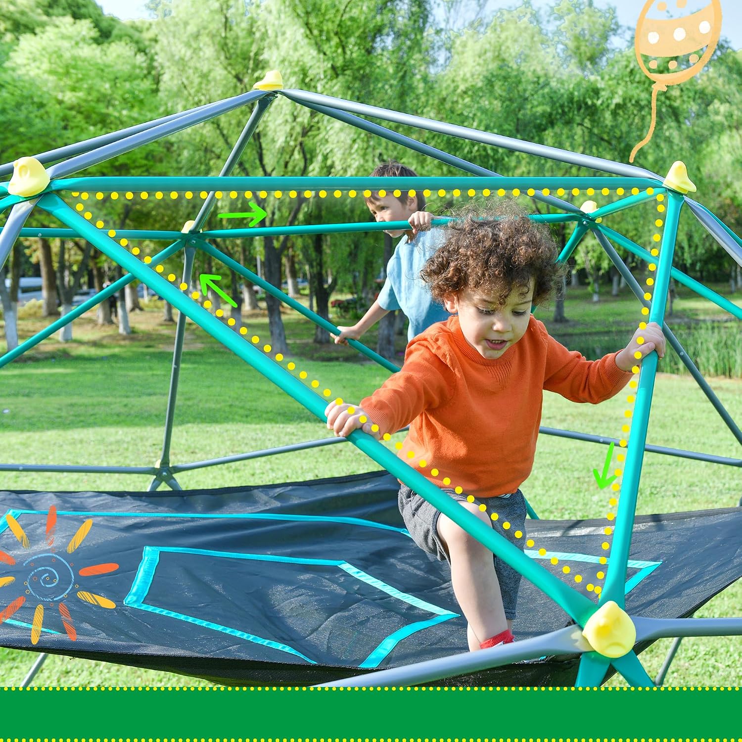 13 FT Climbing Dome with Play  - огляд і ціна Kids Outdoor Climbing Dome